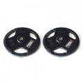 Body Power Rubber Enc Tri Grip STANDARD Weight Disc Plates - 20Kg (x2)